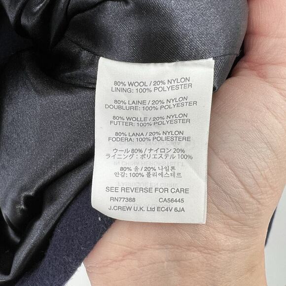 J. Crew Melton Wool Navy Blue Double‎ Breasted Peacoat B6474 Women’s Size 0 - Picture 9 of 10